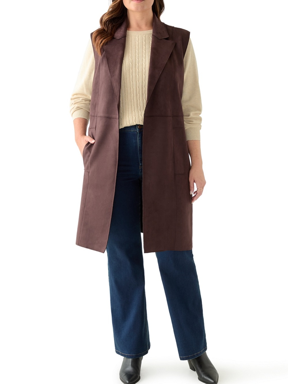 Philosophy Brown Sleeveless Long Vest